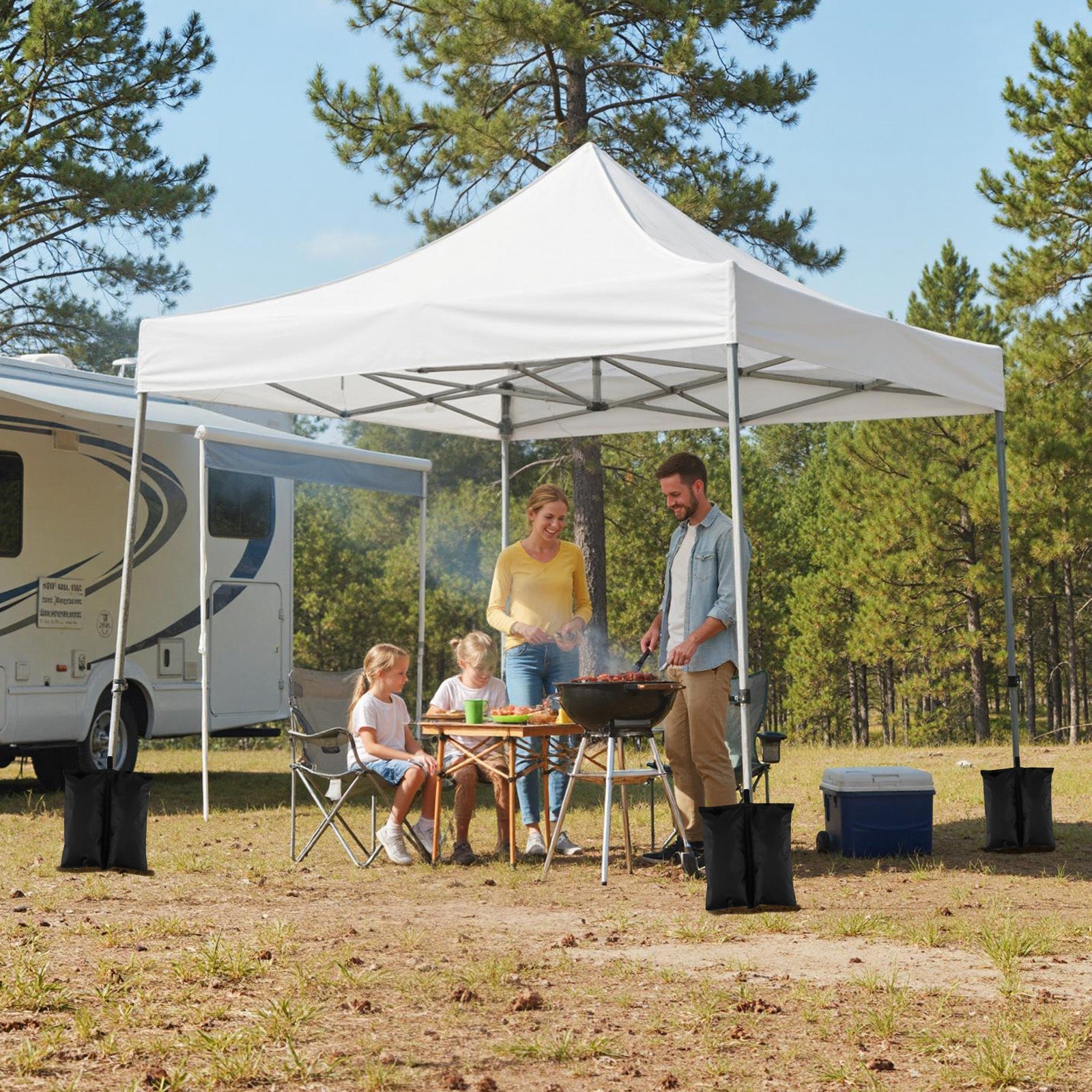 10 x 10 FT Pop up Canopy Tent with Sidewalls and Awning for Party Picnic Event