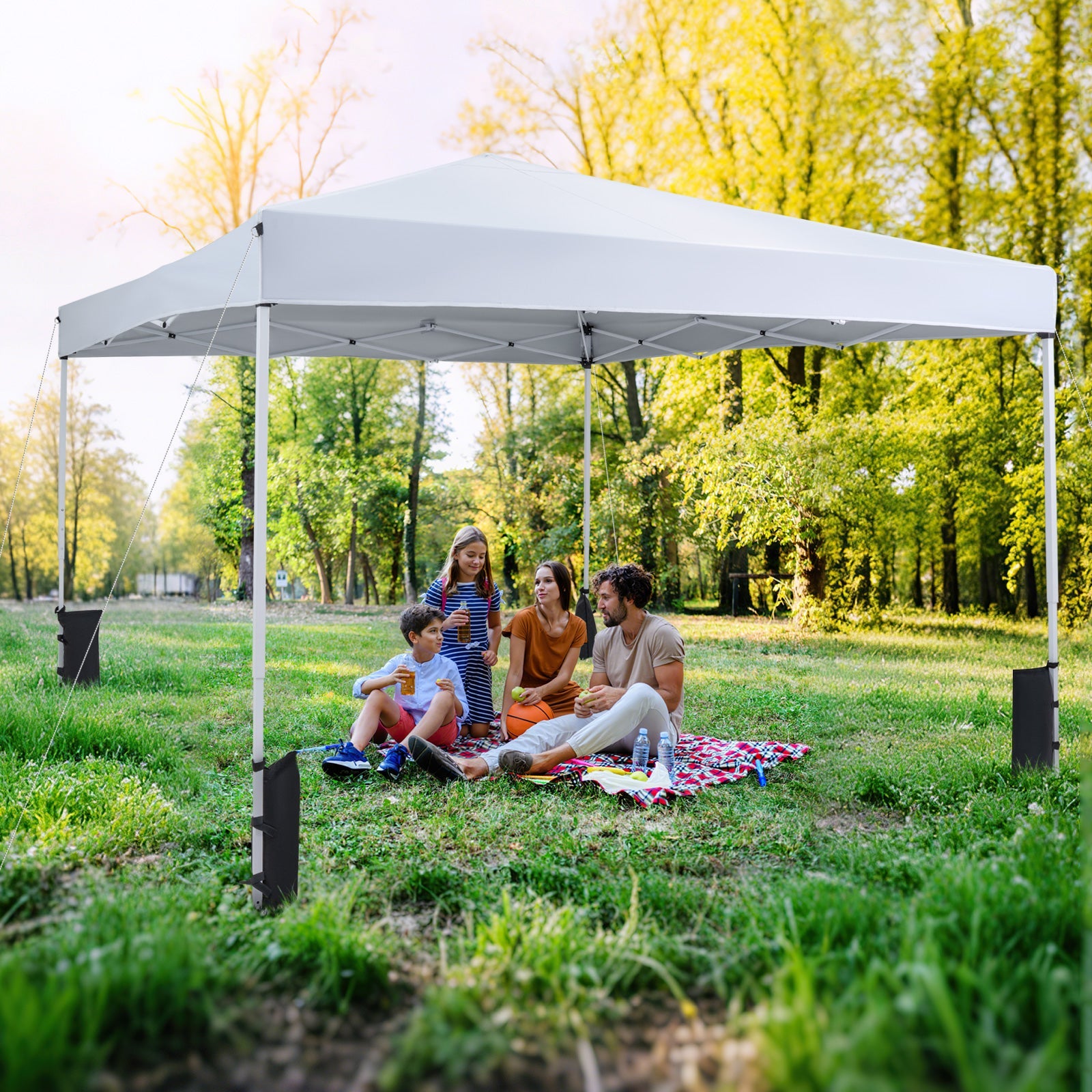 10 x 10 Feet Pop up Canopy Tent with Carrying Bag and 4 Sandbags