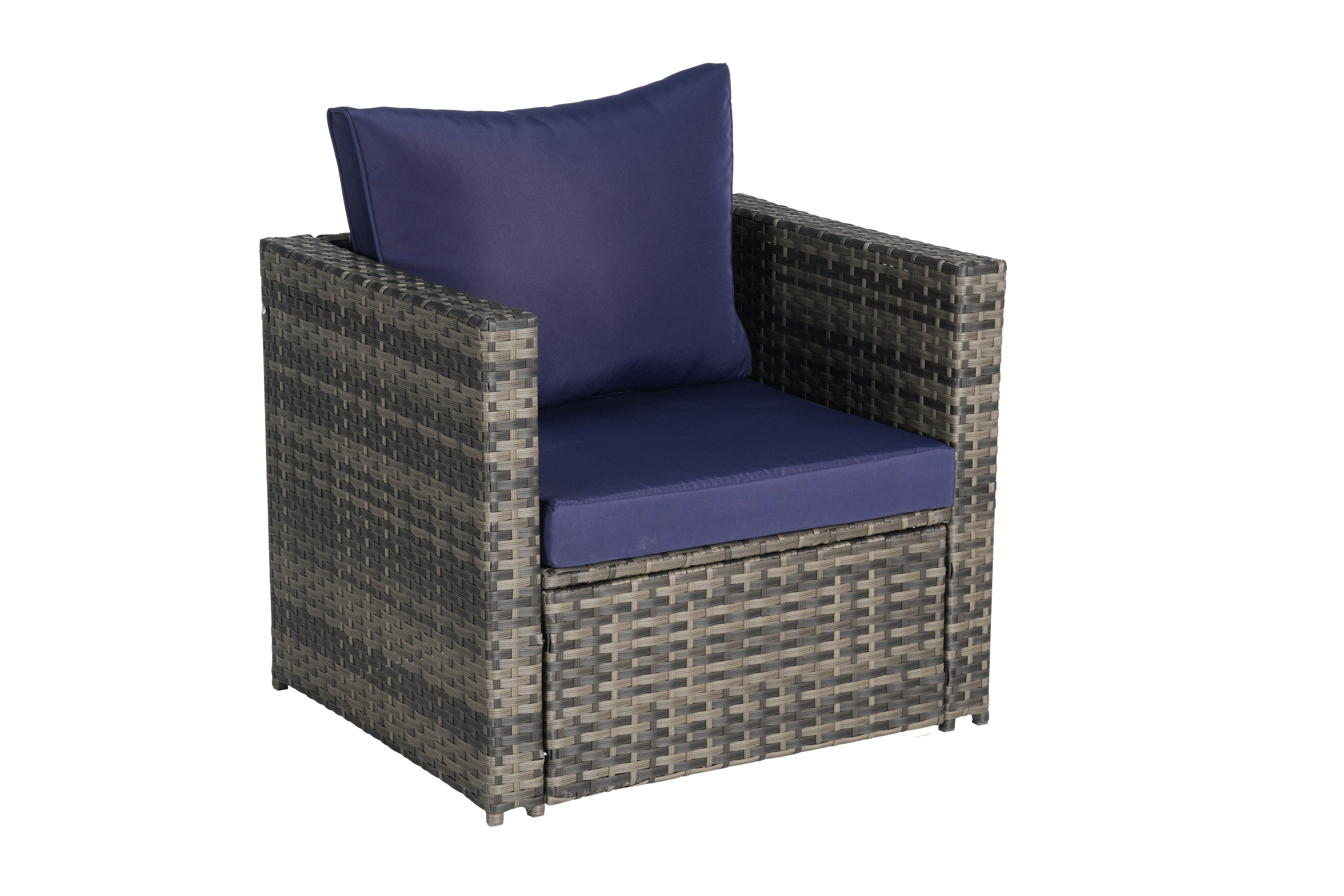 Outdoor Sectional Set PE Rattan Steel Dark Blue 4 Piece Seats 6 380 LB