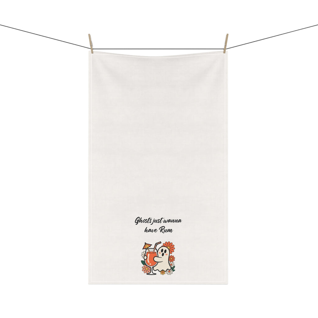 "Ghosts just wanna have Rum" Boo-tifully Tipsy Ghost Kitchen Towels, Halloween Kitchen Decor, Fun Gifts for Home, Funny Dish Towels, Spooky Party Essentials