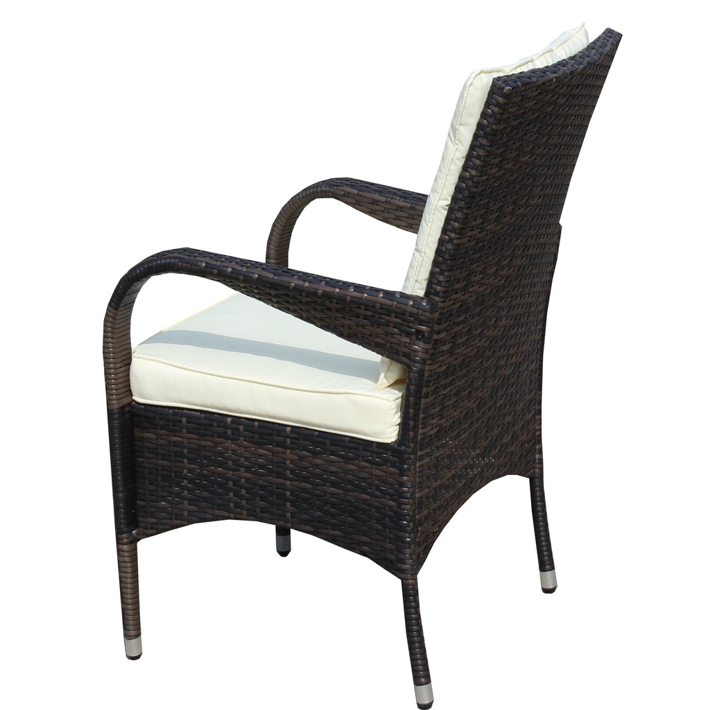 Outdoor Conversation Set PE Rattan Steel Brown Beige Cushion 3 Piece