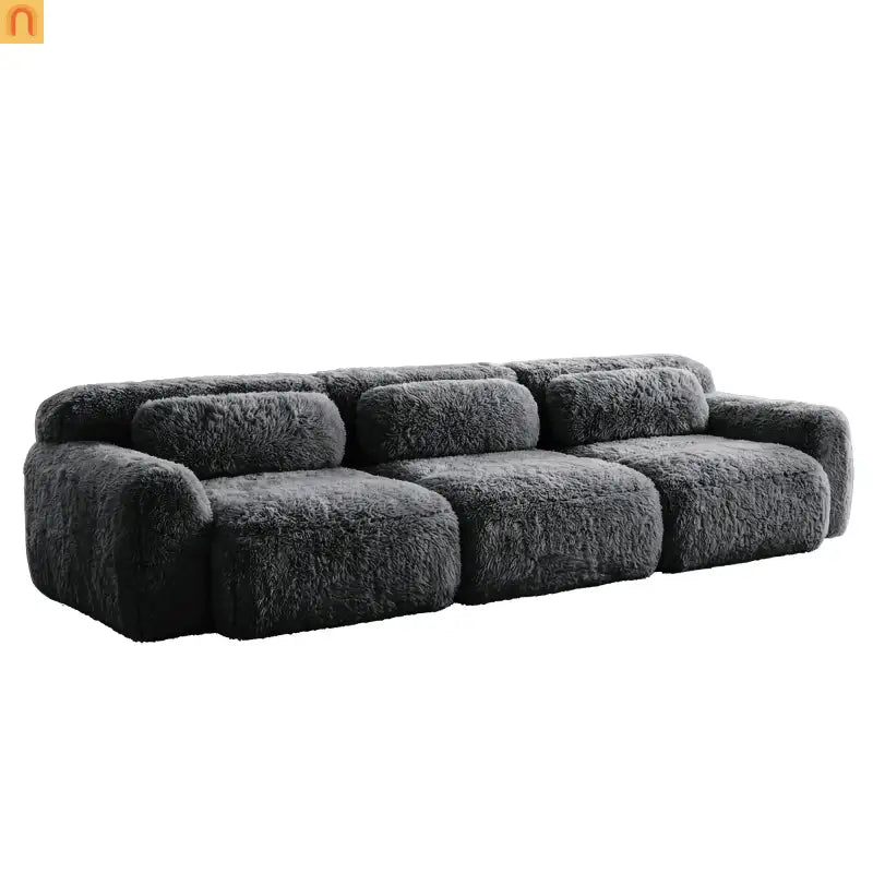 Sectional Sofa Modular Plush Dark Gray 3 Seat Non-Slip 114 In