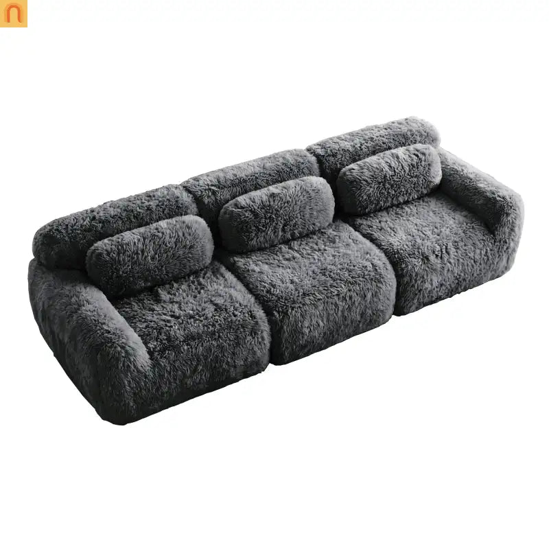 Sectional Sofa Modular Plush Dark Gray 3 Seat Non-Slip 114 In