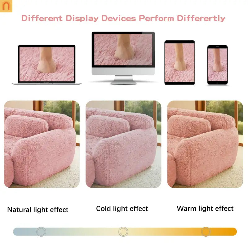 Sectional Sofa Modular Plush Pink 3 Seat Non-Slip 114 In