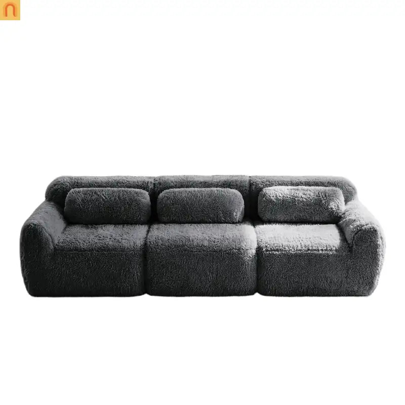 Sectional Sofa Modular Plush Dark Gray 3 Seat Non-Slip 114 In