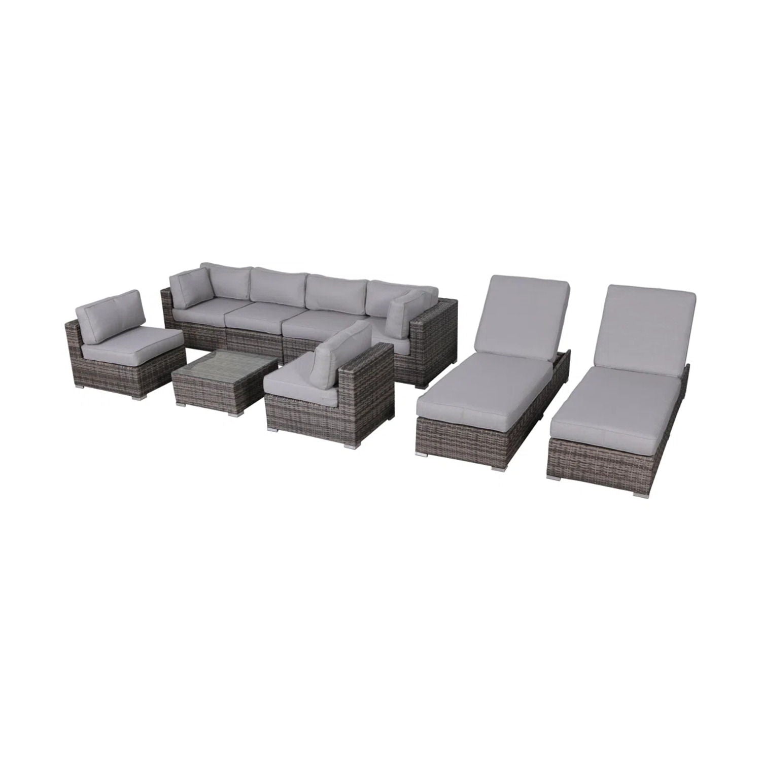 Seating Set With Cushions Handcrafted Wicker Design