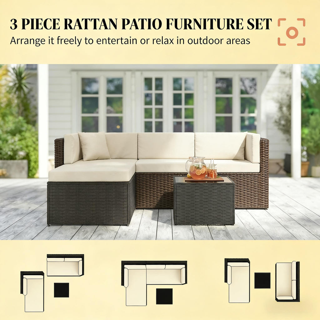Outdoor Garden Conversation Furniture Set,3 Piece Garden Furniture Set