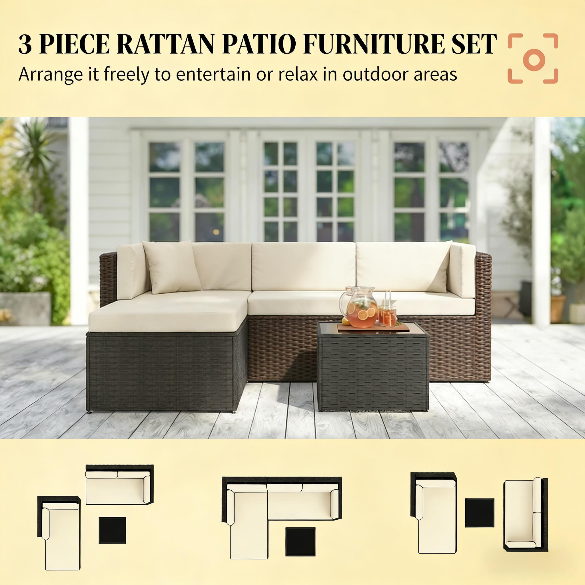 Outdoor Garden Conversation Furniture Set,3 Piece Garden Furniture Set