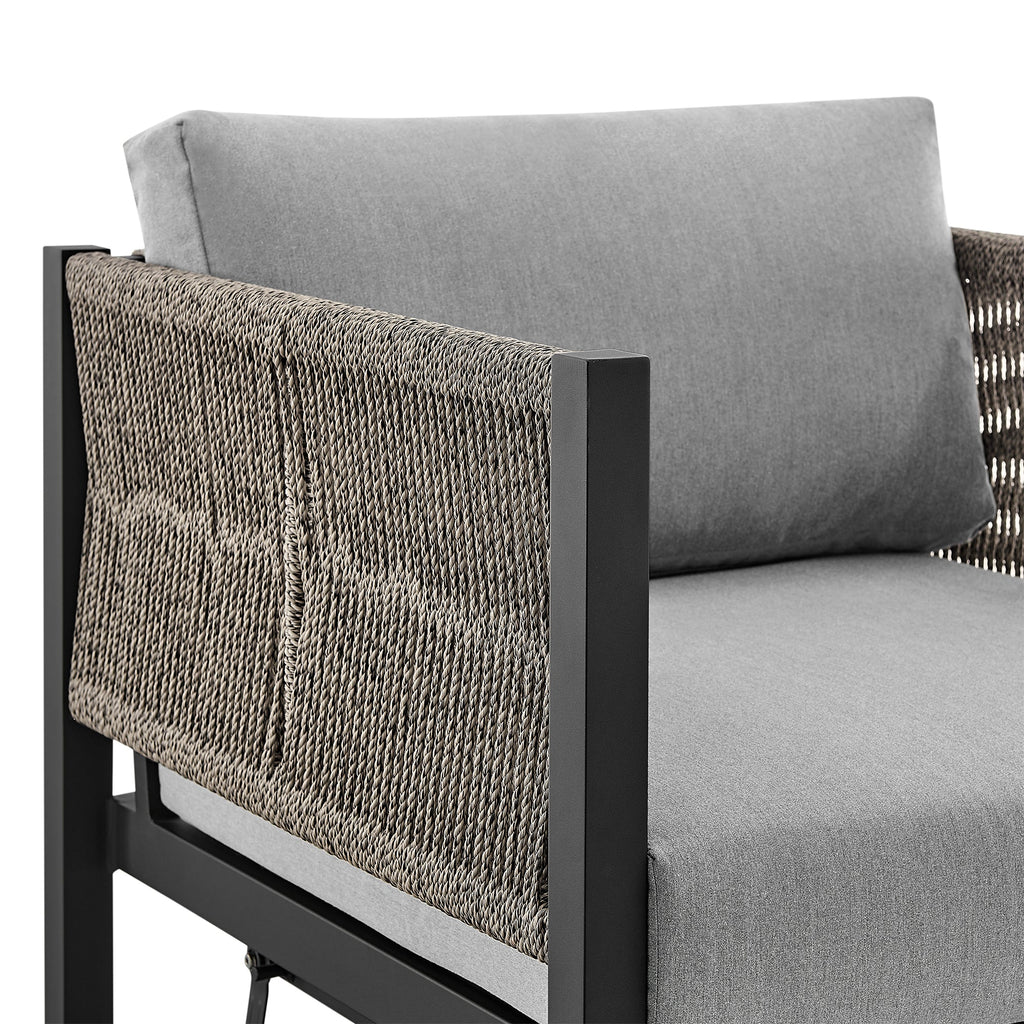 Outdoor Swivel Glider Lounge Chair Aluminum Black Gray Cushion 360 Degree