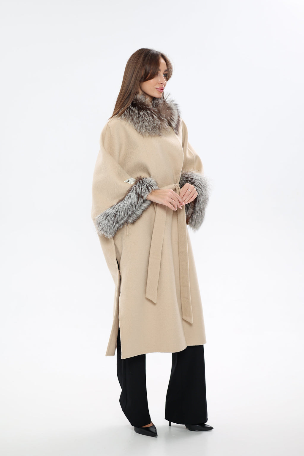 Saga®Furs Silver Fox Wool Alpaca Coat