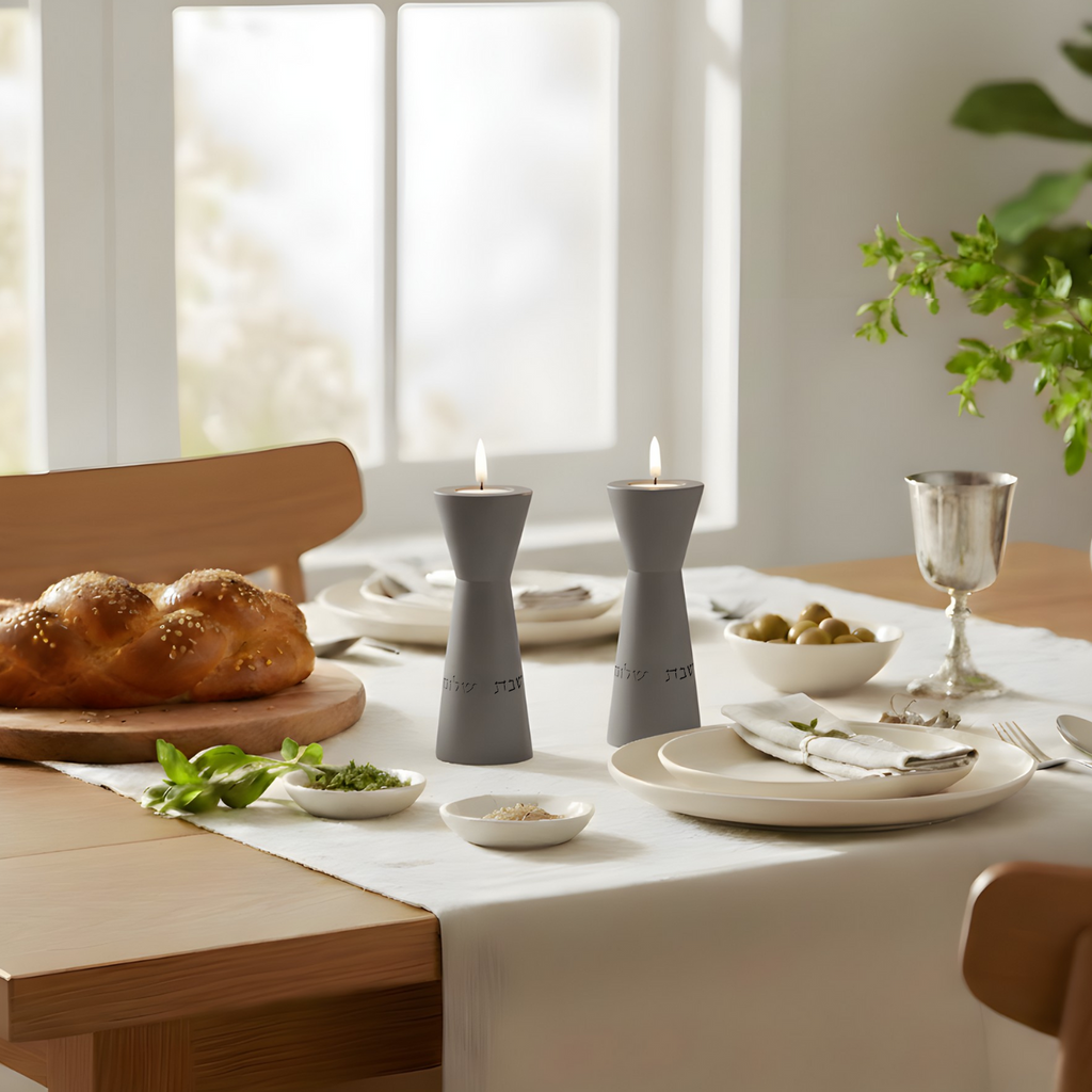 Modern Concrete Sabbath Candle Holders – Aura Series