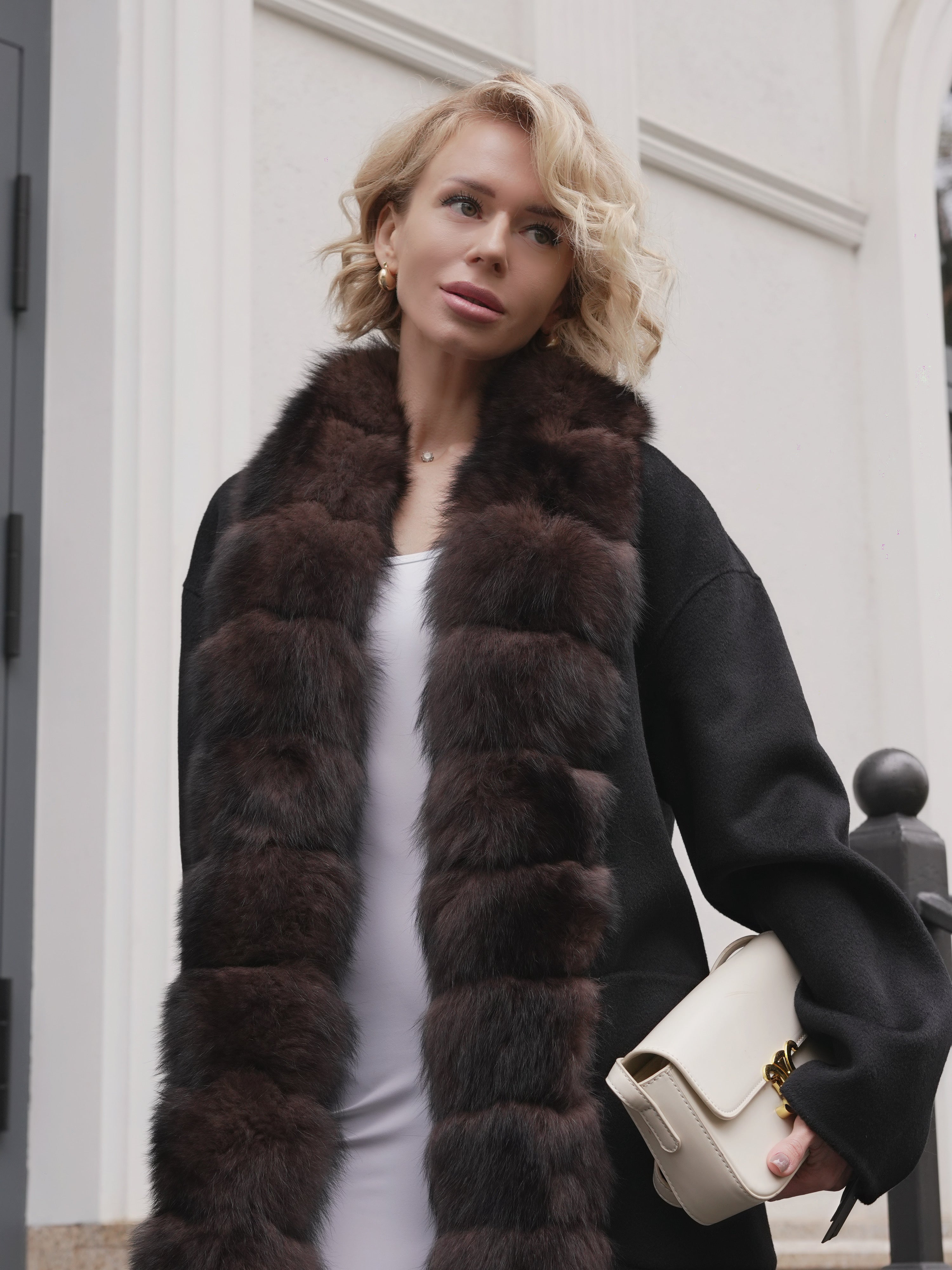 Brackley Genuine Polar Fox Fur Double Face Coat