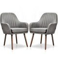 Set of 2 Fabric Upholstered Accent Chairs with Wooden Legs