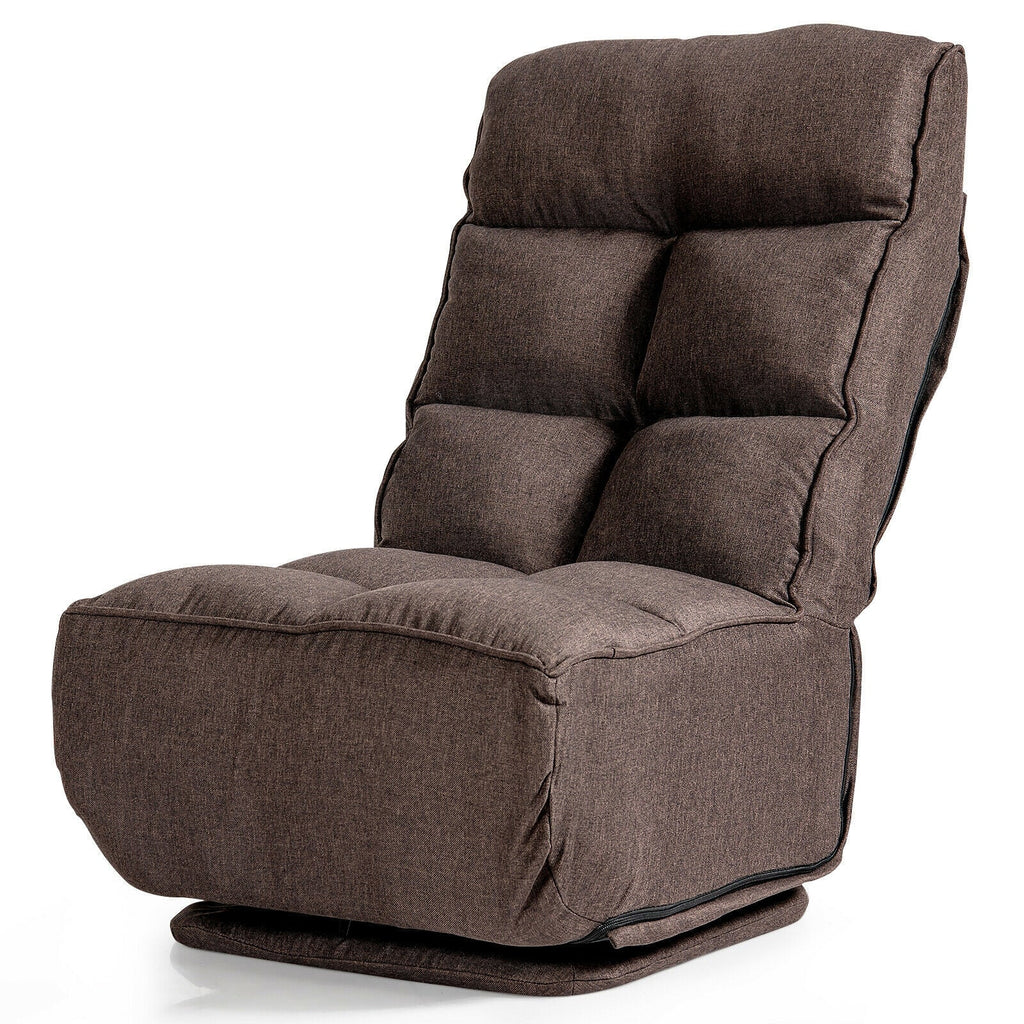 360-Degree Swivel Folding Floor Chair with 6 Adjustable Positions