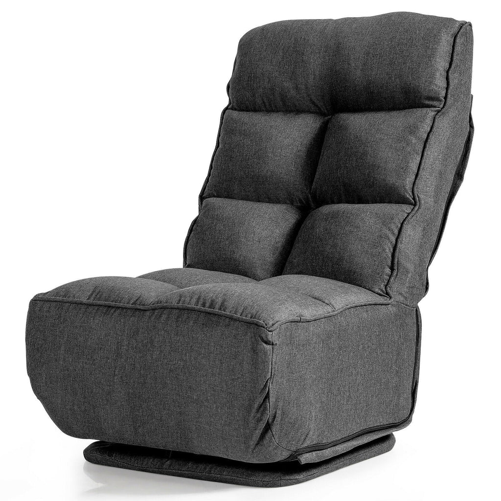 360-Degree Swivel Folding Floor Chair with 6 Adjustable Positions