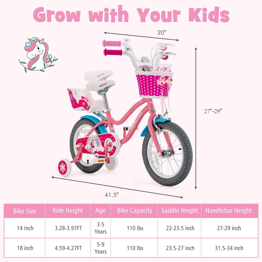 16 Inch Kids Bike with Training Wheels and Storage Basket