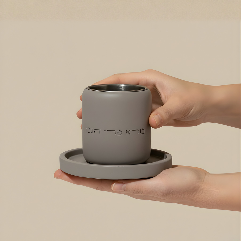 Handcrafted Concrete Shabbat Kiddush Cup Set – Noble Series