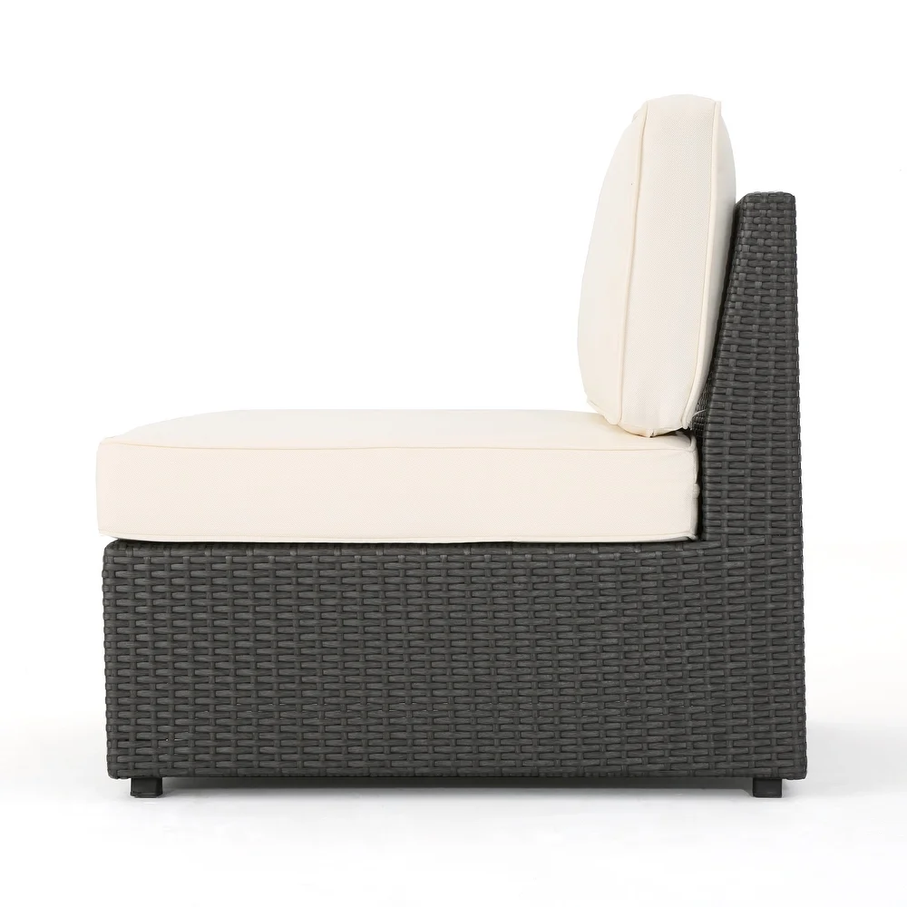 Outdoor Sectional Set PE Rattan Iron Dark Brown 8 Piece