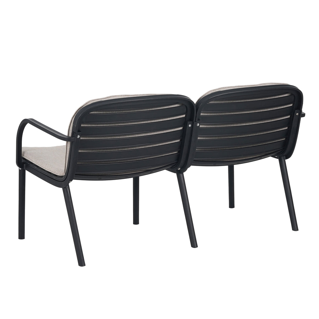 Outdoor Chat Set Polypropylene Black Beige Cushion 3 Piece Loveseat