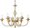 Gold Six Light Chandelier Pendant 26 Inch Dining Light