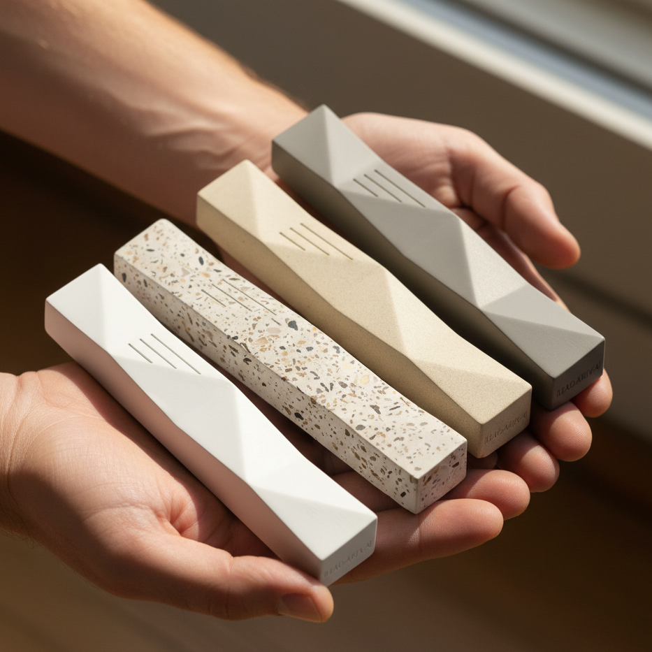 Minimalist Concrete Mezuzah with Sculpted Wave Texture – Wave Series