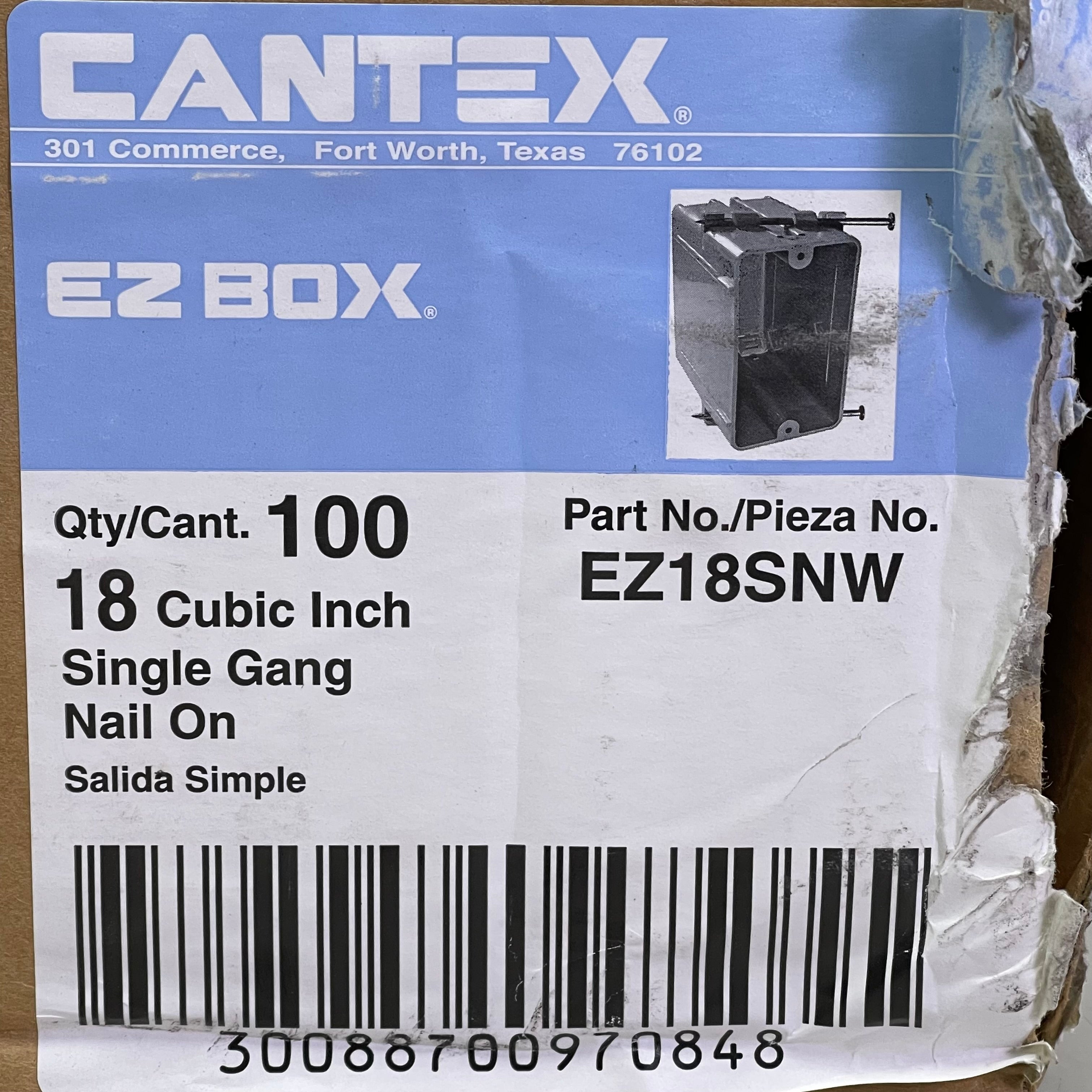 CANTEX (100 PACK) Switch/Outlet Box 18cu.in Grey EZ18SNW