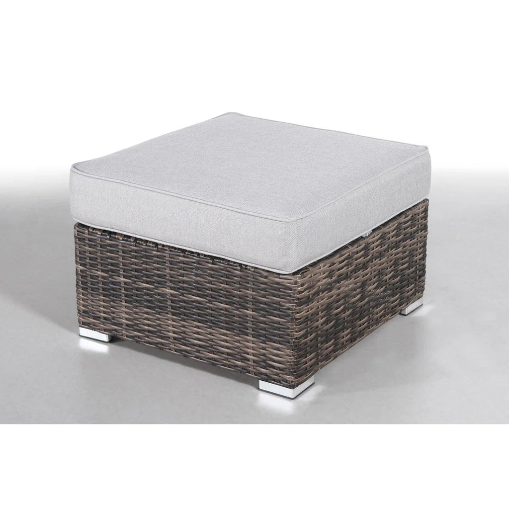 Outdoor Sofa Set HDPE Wicker Brown 3 Piece Sofa Ottoman Glass Table Seats 3
