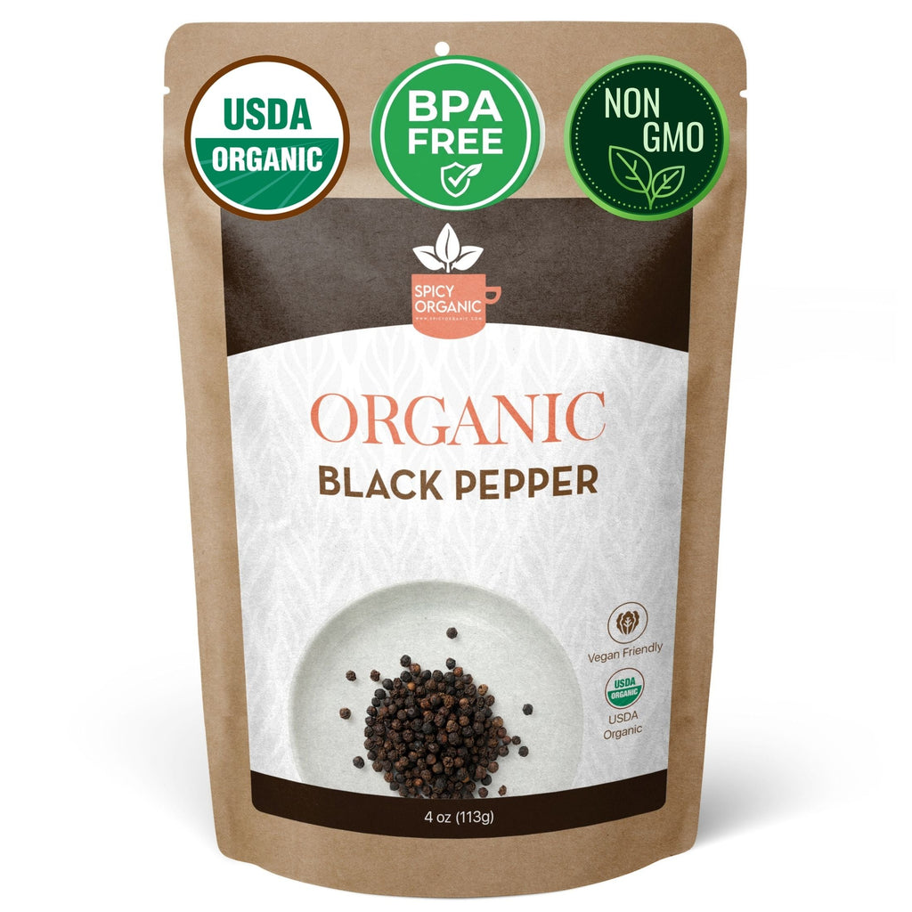 Organic Black Peppercorns — USDA Certified, Non-GMO | Grinding, Marinades & Spice Blends