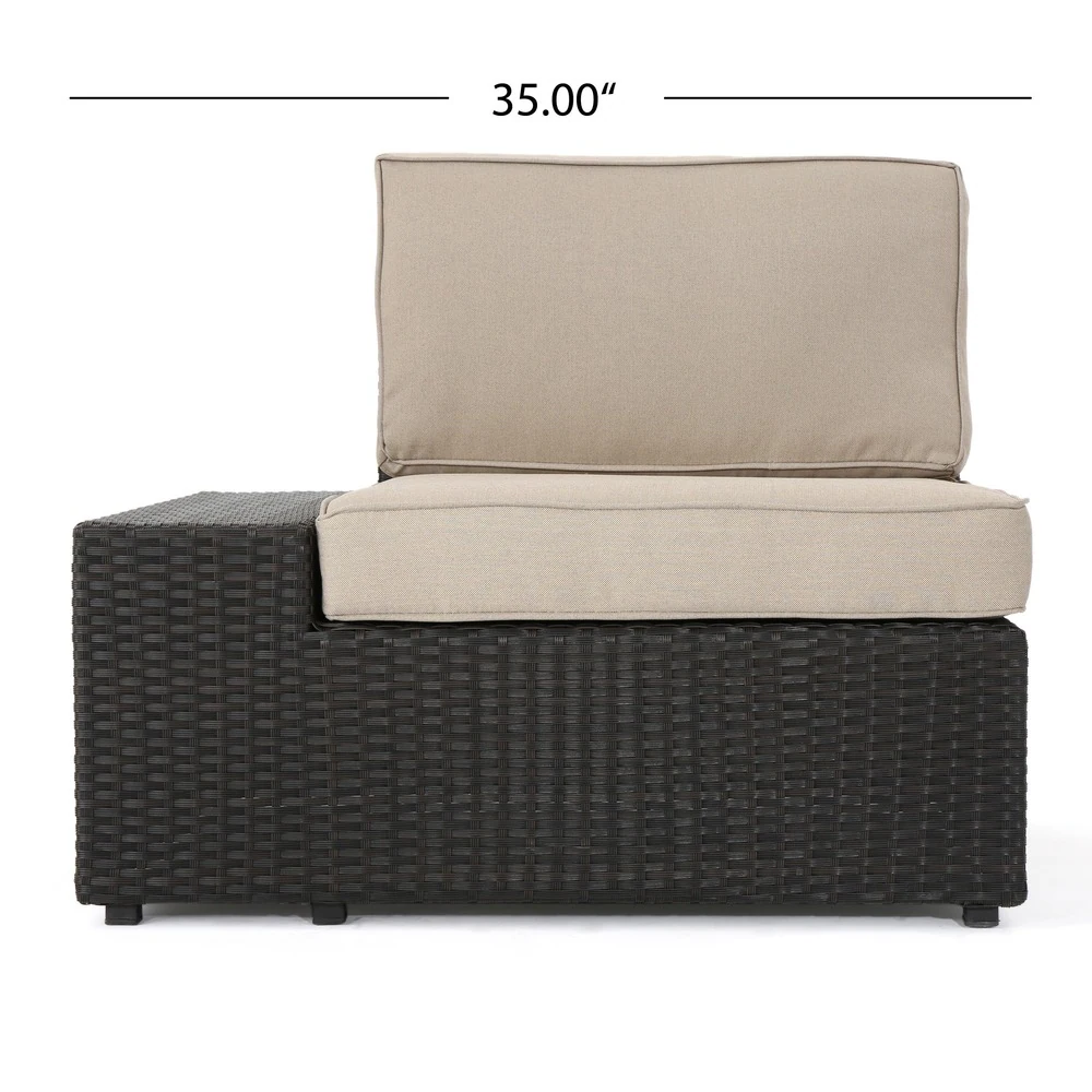 Outdoor Sectional Set PE Rattan Iron Dark Brown 8 Piece No Assembly