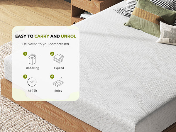 Mattress Memory Foam White King 14in Cooling Gel Washable Cover