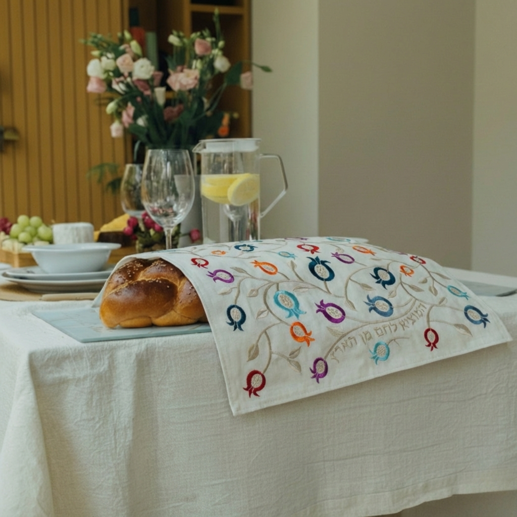 100% Organic Bamboo Challah Cover – Pomegranate Chic Series