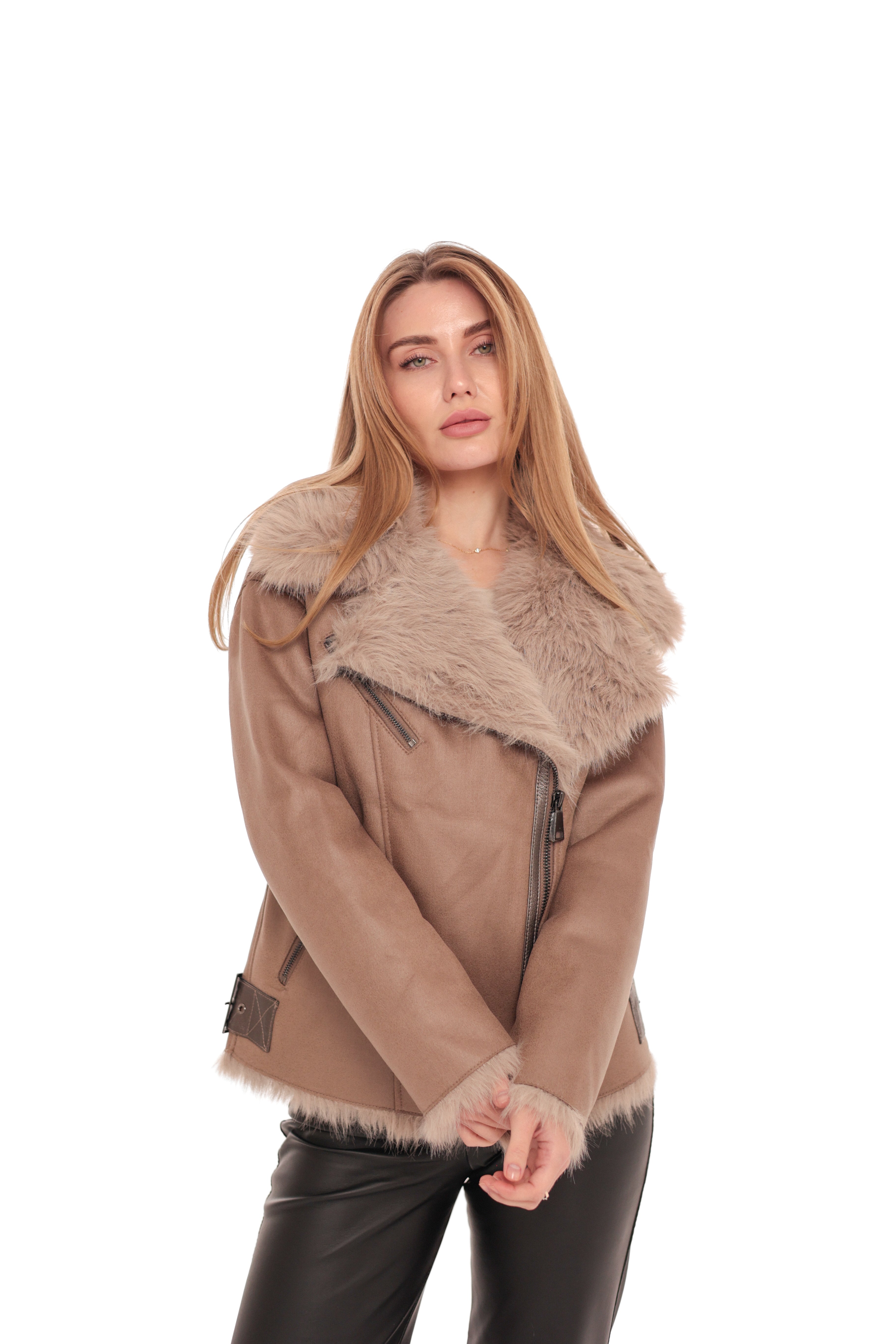 Estella Faux Fur Jacket in Mocha