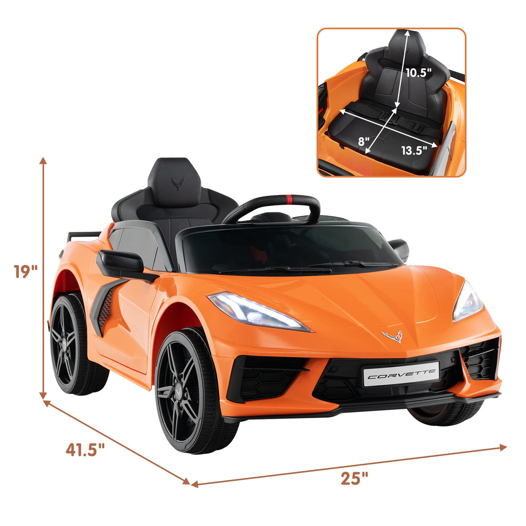 12V Electric Kids Ride On Car Licensed Chevrolet Corvette C8 with Remote Control Ages 3+ Years Old