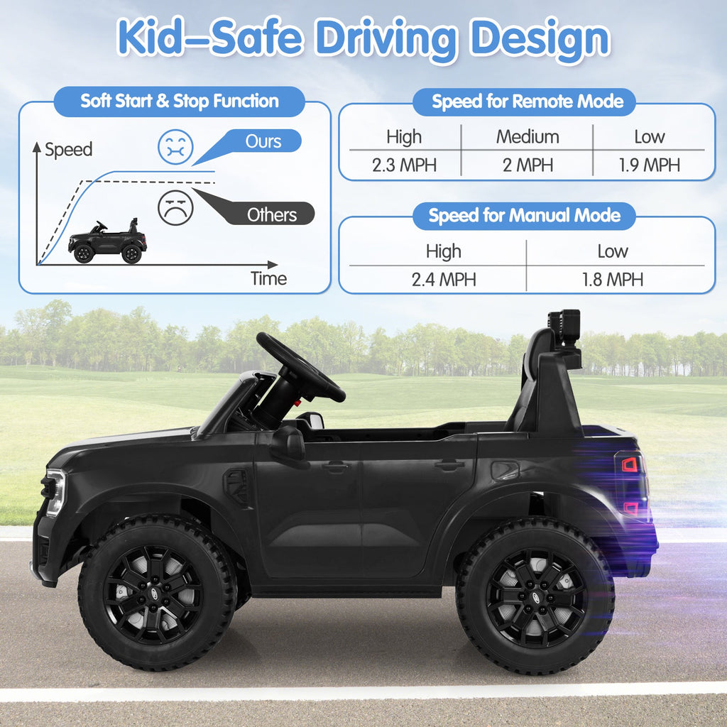 12V Electric Kids Ride on Car Licensed Ford Ranger with Remote Control and Music