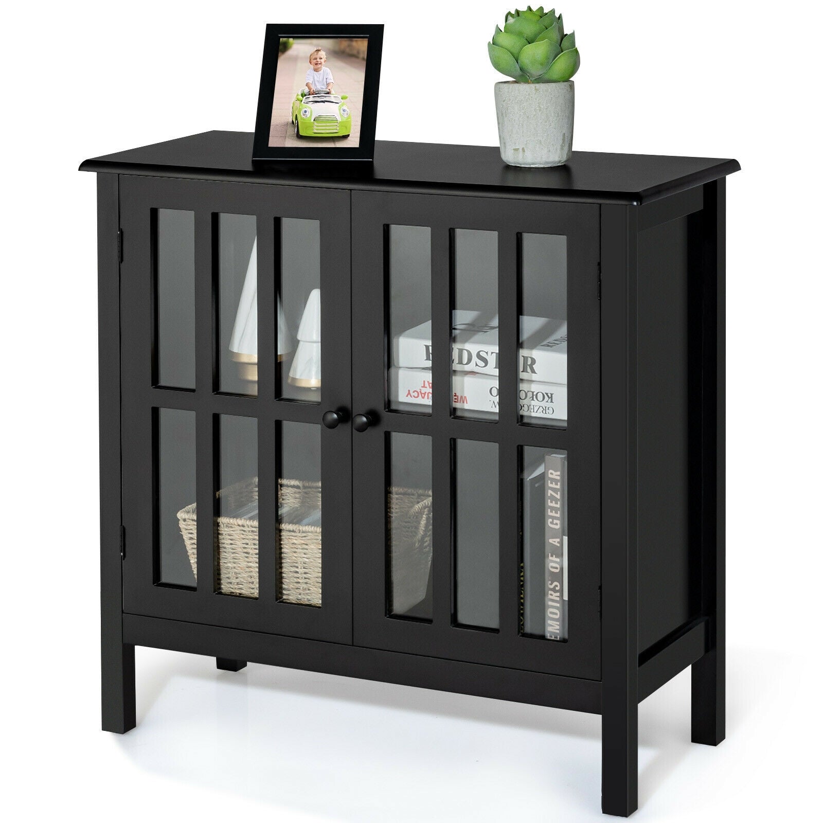 Glass Door Sideboard Console Storage Buffet Cabinet