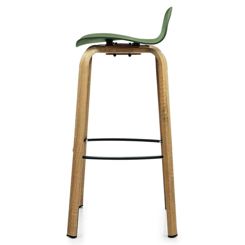 Set of 2 Modern Barstools Pub Chairs with Low Back and Metal Legs