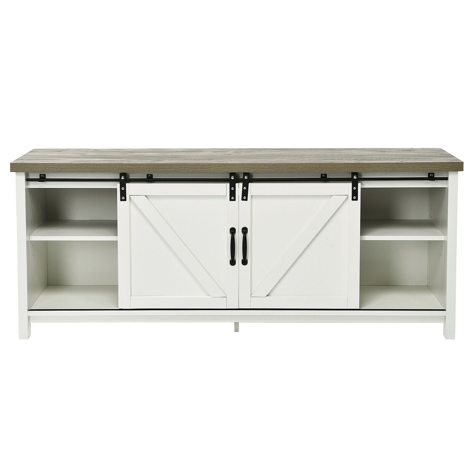 TV Stand Media Center Console Cabinet with Sliding Barn Door