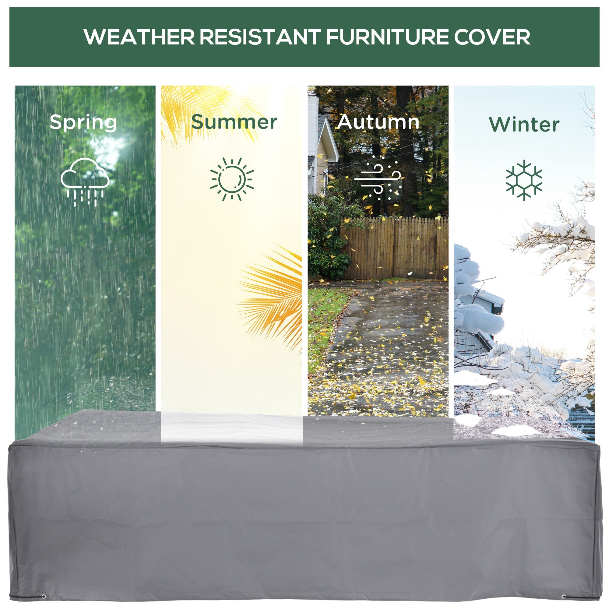Outdoor Sectional Cover Oxford Fabric Gray Waterproof 97 x 65 x 26 In