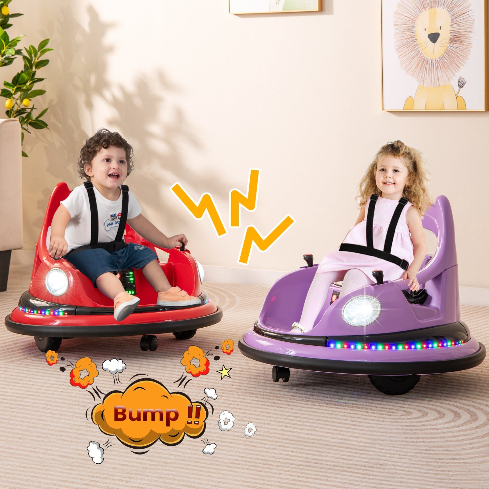 12V Kids Ride On Bumper Car with Remote Control and Dual Joysticks