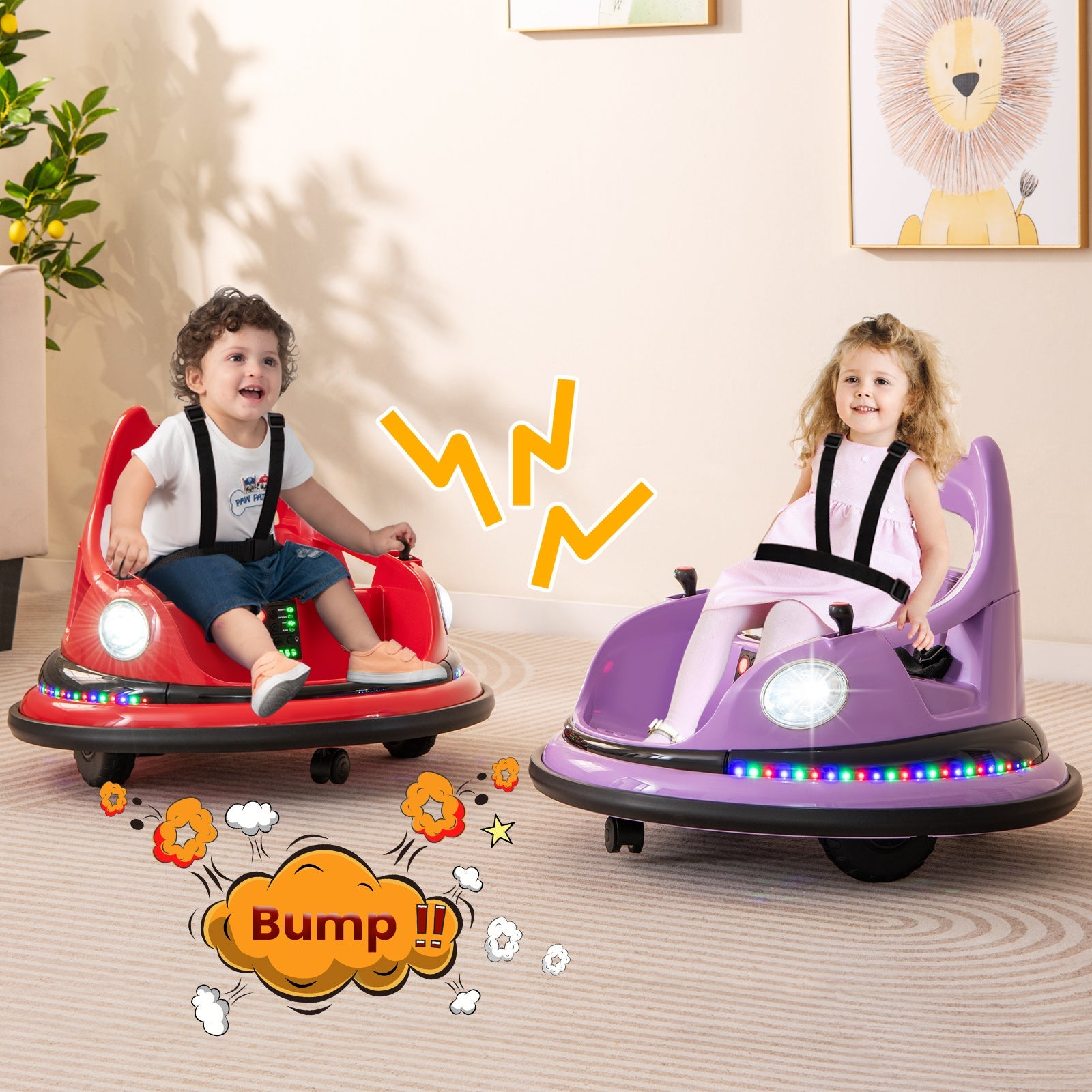 12V Kids Ride On Bumper Car with Remote Control and Dual Joysticks