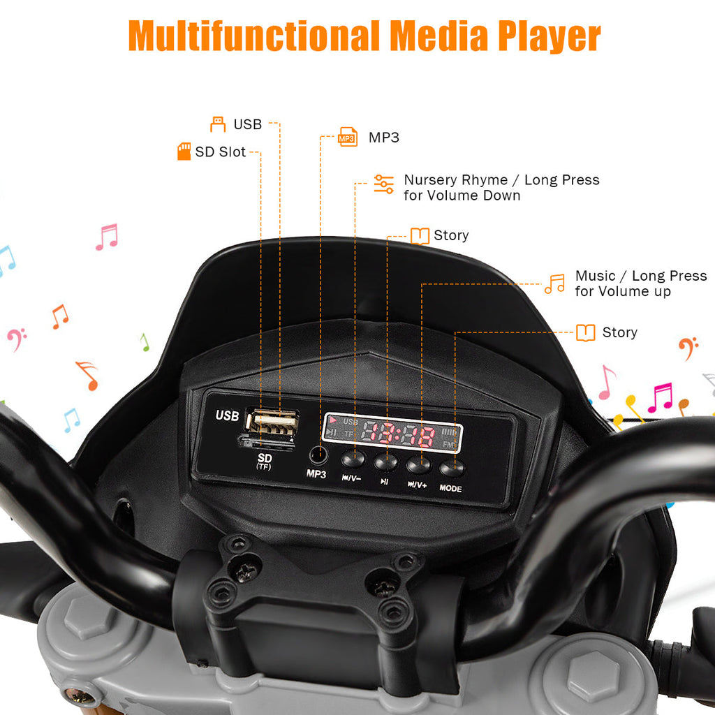 12V Kids Ride-On Motorcycle Aprilia Licensed with Sounds and Music