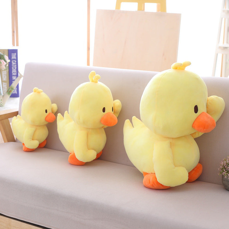 Little yellow duck figurine dancing expression small yellow duck plush toy
