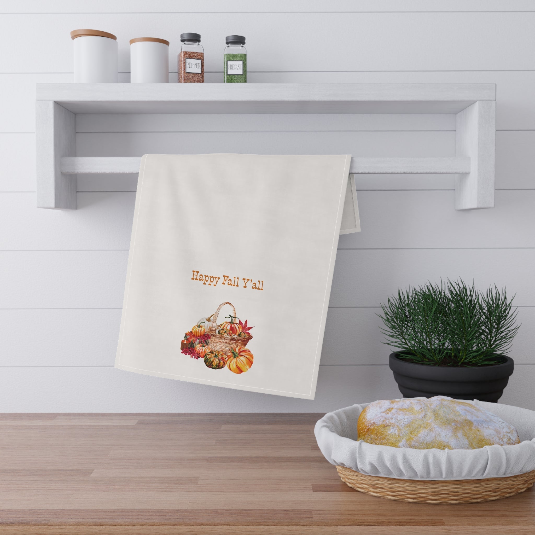 "Happy Fall Y'all!" Autumn Kitchen Tea Towels, Cozy Fall Home Decor, Thanksgiving Gift, Welcome to Fall Y'all, Farmhouse Style Kitchen Linen