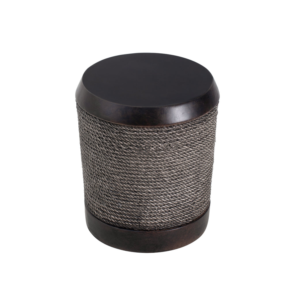 Outdoor Side Table MGO Braided Cord Cylinder Dark Brown 15.75x18in