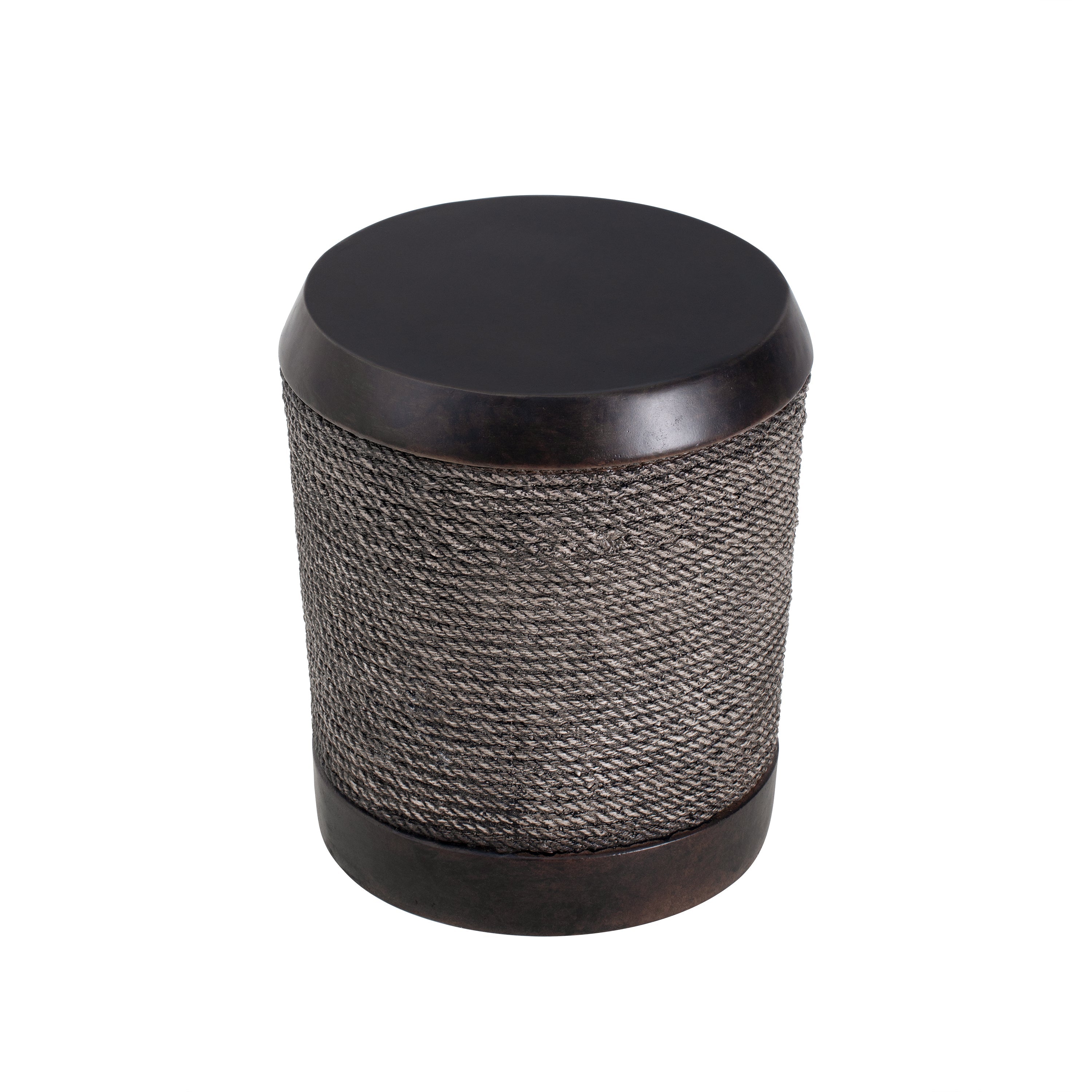 Outdoor Side Table MGO Braided Cord Cylinder Dark Brown 15.75x18in