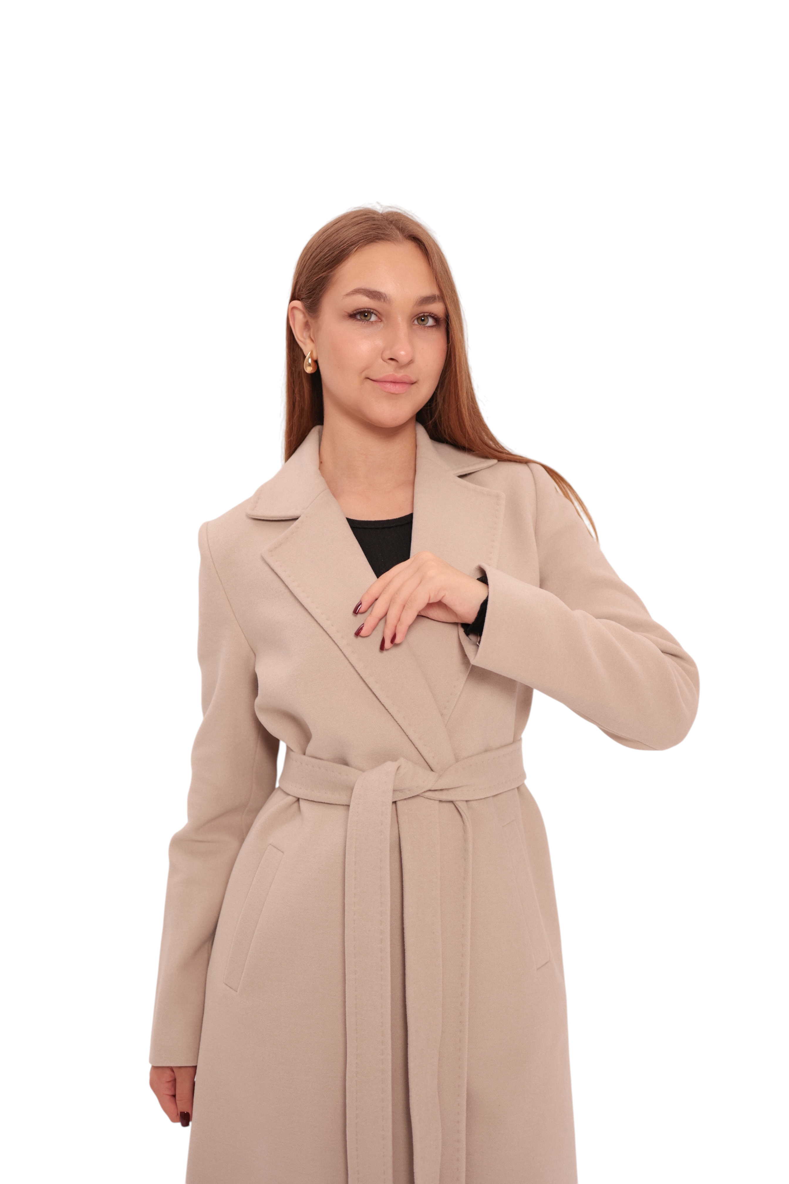 Windsor Classic Wraparound Cashmere Blend Overcoat in Beige