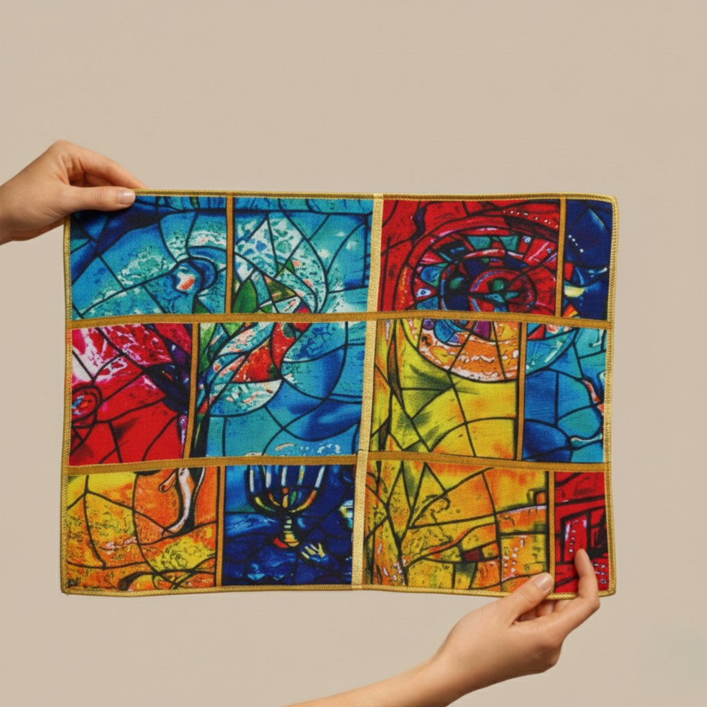 Shabbat Challah Cover Made of Natural Bamboo Fabric - Chagall Series