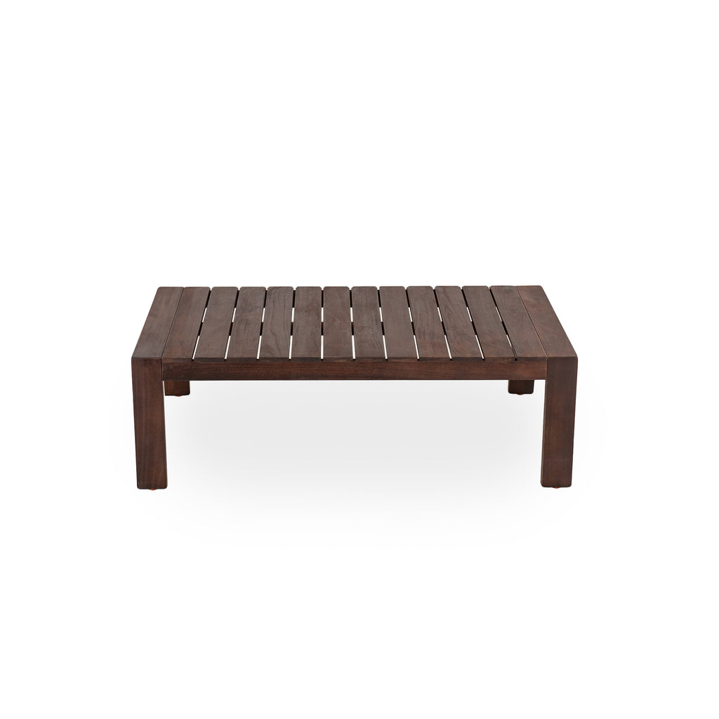 Outdoor Sofa Set Acacia Wood Dark Brown Beige Cushion 2 Piece Table