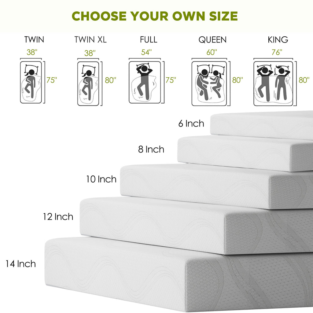 Mattress Memory Foam White Queen 10in Gel Cooling Layers