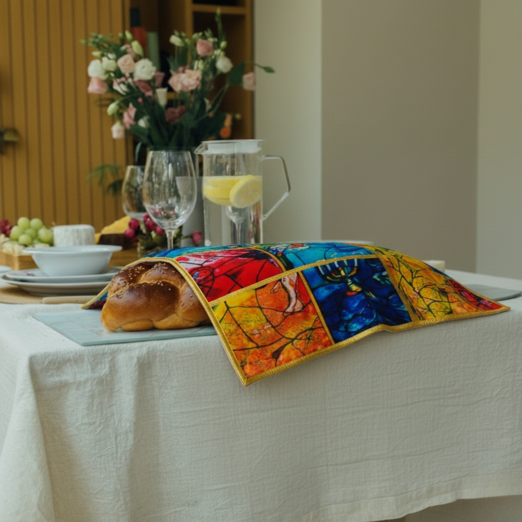 Shabbat Challah Cover Made from Sustainable Bamboo Fabric - Chagall Cover Series